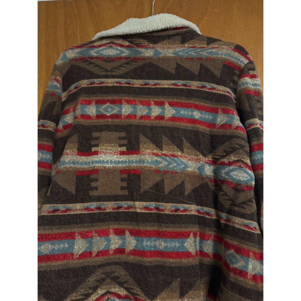 Lauren Ralph Lauren Southwestern Sherpa Collar Moto Jacket Zip Up Medium - Picture 9 of 9
